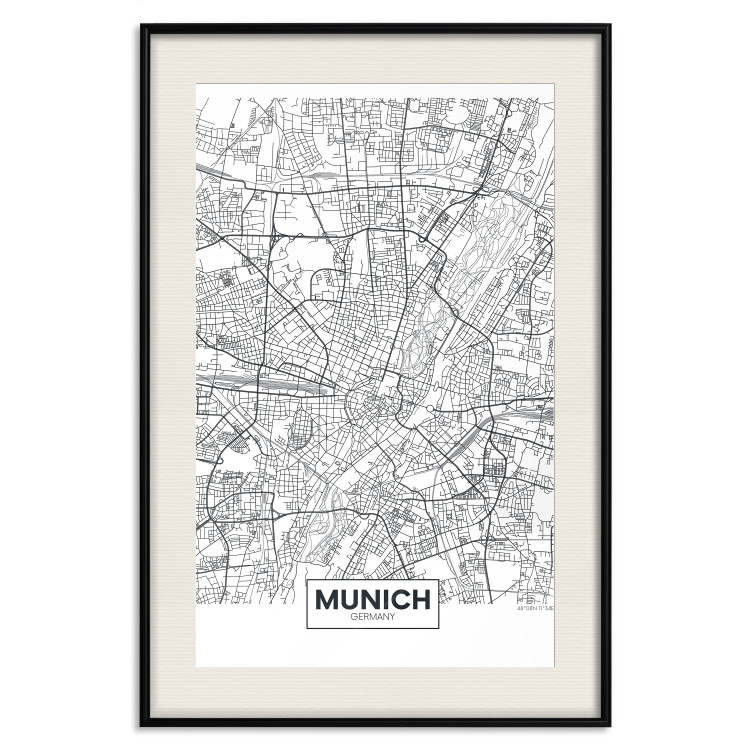 Poster Munich Map - black and white map of the German city on a light background 114402 additionalImage 18