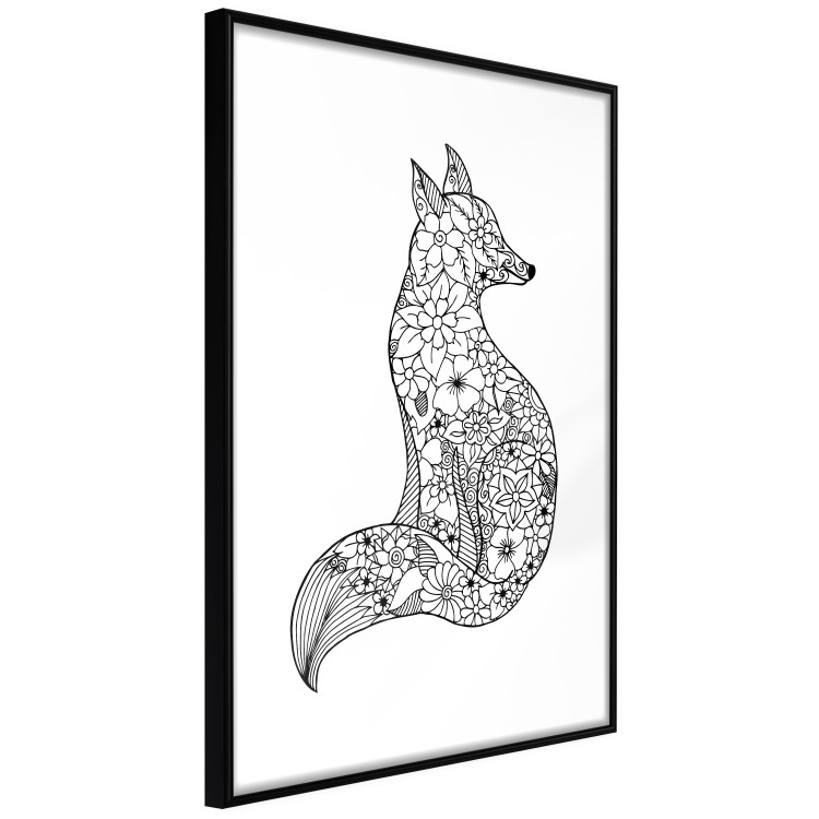 Wall Poster Fox in flowers - black and white animal composition in Scandinavian style 114802 additionalImage 11