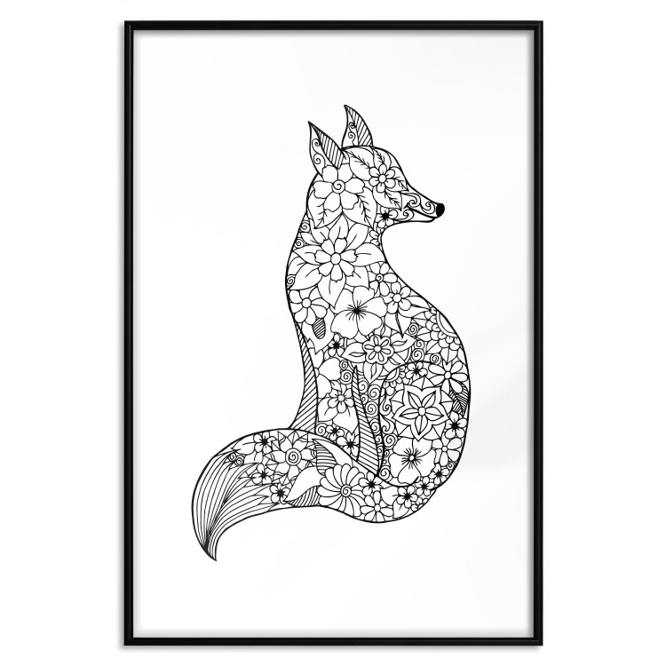 Wall Poster Fox in flowers - black and white animal composition in Scandinavian style 114802 additionalImage 15