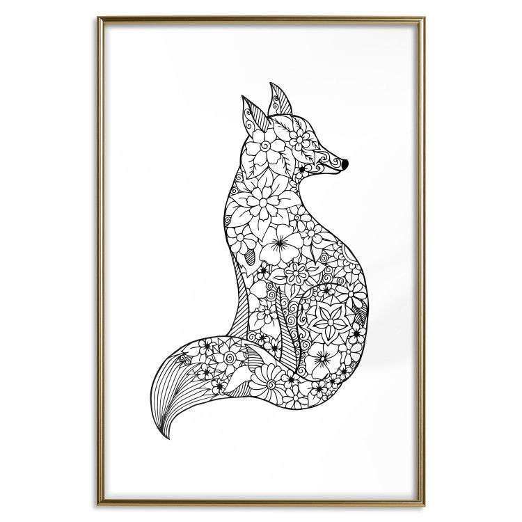 Wall Poster Fox in flowers - black and white animal composition in Scandinavian style 114802 additionalImage 14