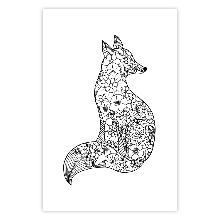 Wall Poster Fox in flowers - black and white animal composition in Scandinavian style 114802 additionalImage 19