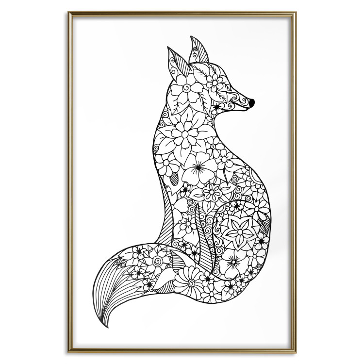 Wall Poster Fox in flowers - black and white animal composition in Scandinavian style 114802 additionalImage 16