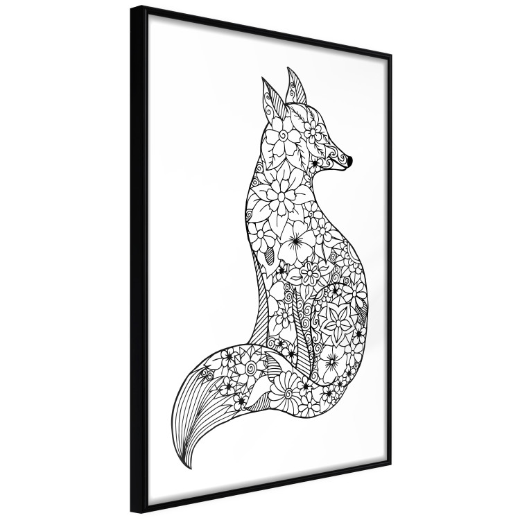 Wall Poster Fox in flowers - black and white animal composition in Scandinavian style 114802 additionalImage 10