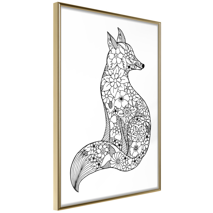 Wall Poster Fox in flowers - black and white animal composition in Scandinavian style 114802 additionalImage 12