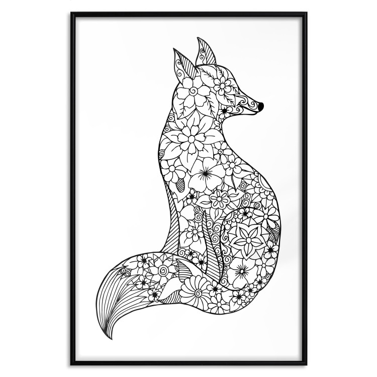 Wall Poster Fox in flowers - black and white animal composition in Scandinavian style 114802 additionalImage 18