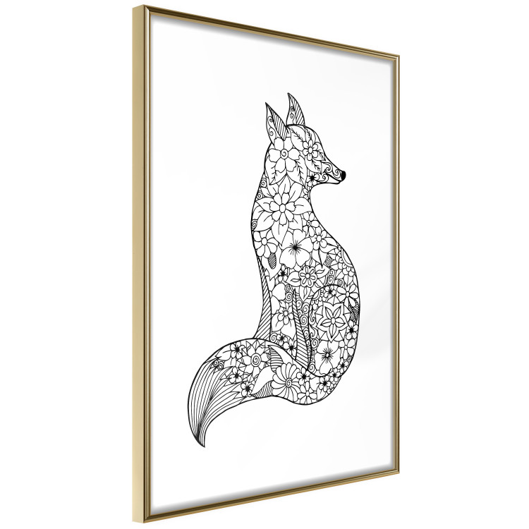 Wall Poster Fox in flowers - black and white animal composition in Scandinavian style 114802 additionalImage 6