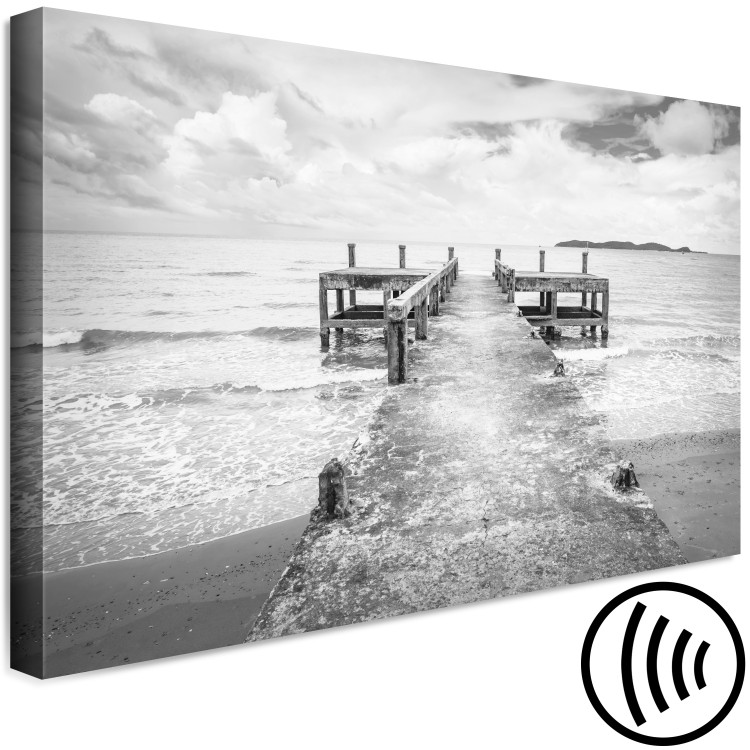 Canvas Print Whispers of the Sea (1-part) - Black and White Water and Wooden Bridge 114902 additionalImage 6