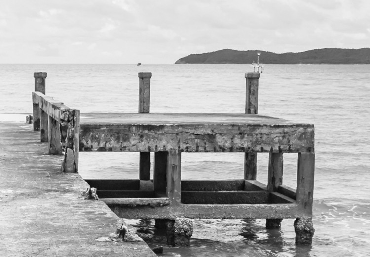 Canvas Print Whispers of the Sea (1-part) - Black and White Water and Wooden Bridge 114902 additionalImage 4
