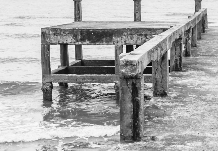 Canvas Print Whispers of the Sea (1-part) - Black and White Water and Wooden Bridge 114902 additionalImage 5