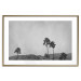 Poster Hot Summer - black and white landscape with palm trees against a mountain range 116502 additionalThumb 14