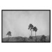 Poster Hot Summer - black and white landscape with palm trees against a mountain range 116502 additionalThumb 18