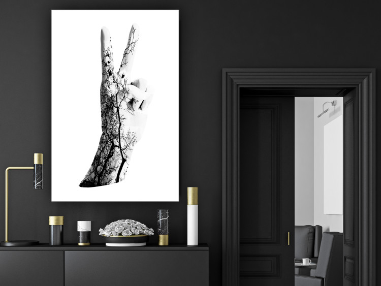 Canvas Artist's Hand (1-part) - Black and White Tree with Victory Sign 117002 additionalImage 3