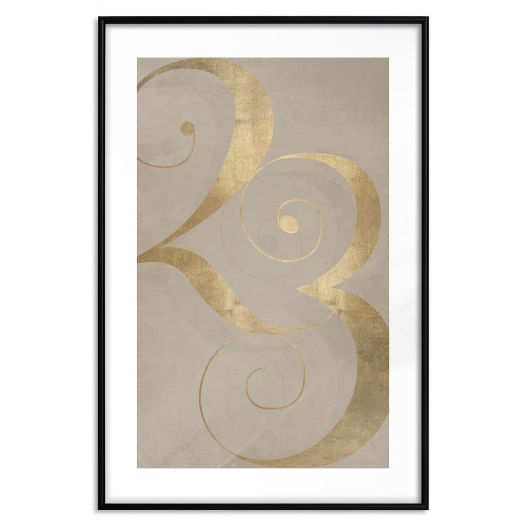 Wall Poster Lucky Number - composition on a brown background with a golden accent 117902 additionalImage 15