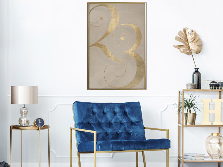 Wall Poster Lucky Number - composition on a brown background with a golden accent 117902 additionalImage 10