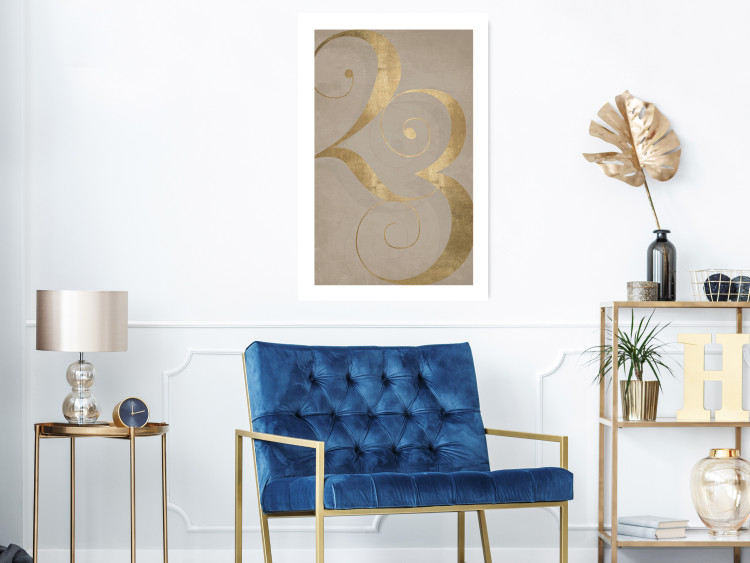 Wall Poster Lucky Number - composition on a brown background with a golden accent 117902 additionalImage 8