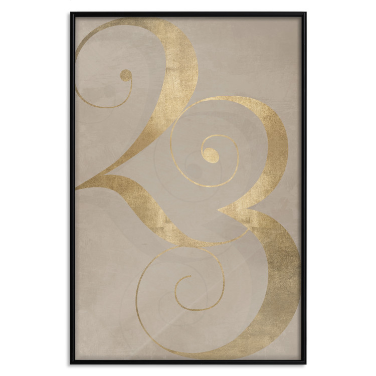 Wall Poster Lucky Number - composition on a brown background with a golden accent 117902 additionalImage 18