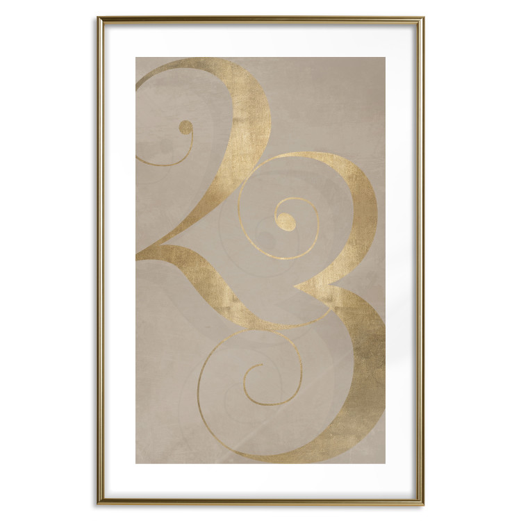 Wall Poster Lucky Number - composition on a brown background with a golden accent 117902 additionalImage 14