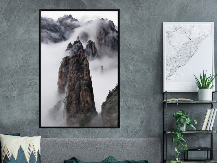 Poster Rocks in the Clouds - Scandinavian landscape with mountains in fog 118502 additionalImage 3