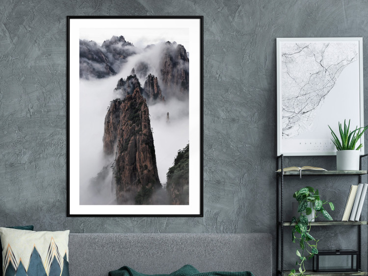 Poster Rocks in the Clouds - Scandinavian landscape with mountains in fog 118502 additionalImage 4