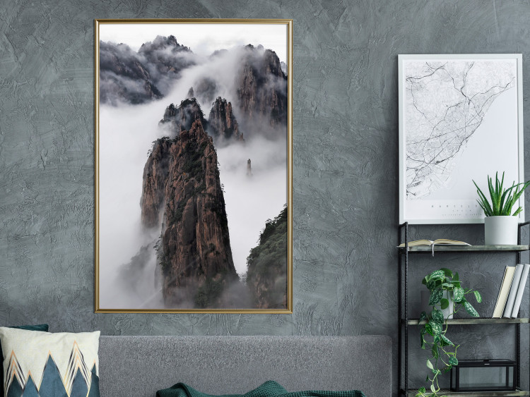 Poster Rocks in the Clouds - Scandinavian landscape with mountains in fog 118502 additionalImage 5