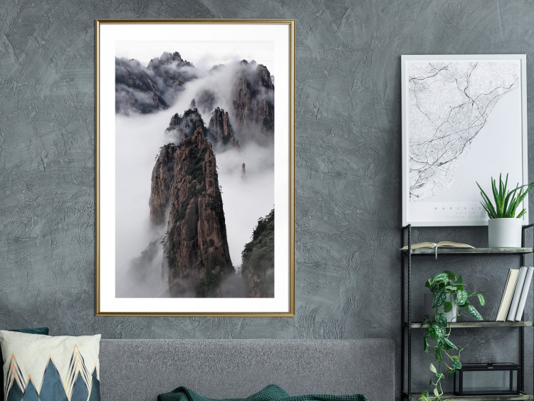 Poster Rocks in the Clouds - Scandinavian landscape with mountains in fog 118502 additionalImage 13