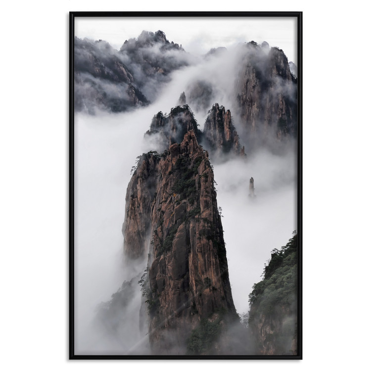 Poster Rocks in the Clouds - Scandinavian landscape with mountains in fog 118502 additionalImage 18