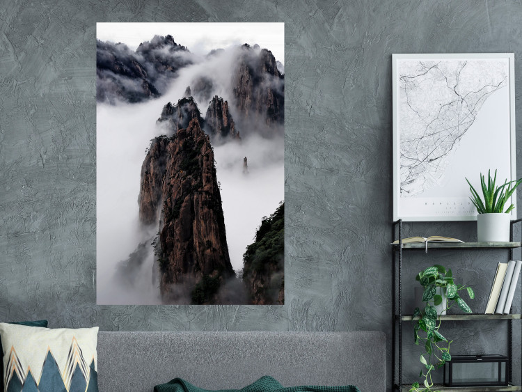Poster Rocks in the Clouds - Scandinavian landscape with mountains in fog 118502 additionalImage 17