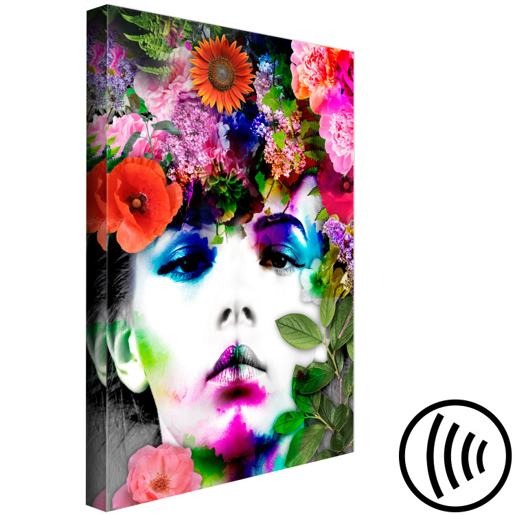 Canvas Print Floral crown - colorful portrait of a woman with a floral wreath 122302 additionalImage 6