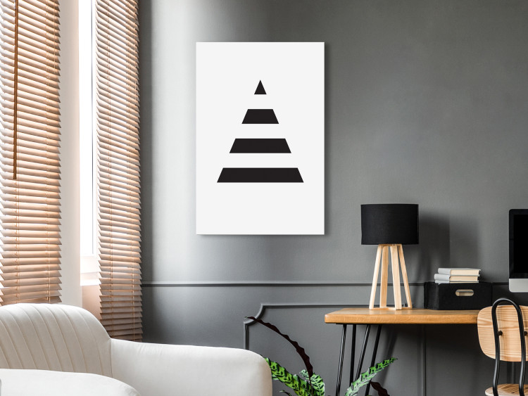 Canvas Art Print Triangle with black & white stripes - abstraction on white background 124502 additionalImage 3