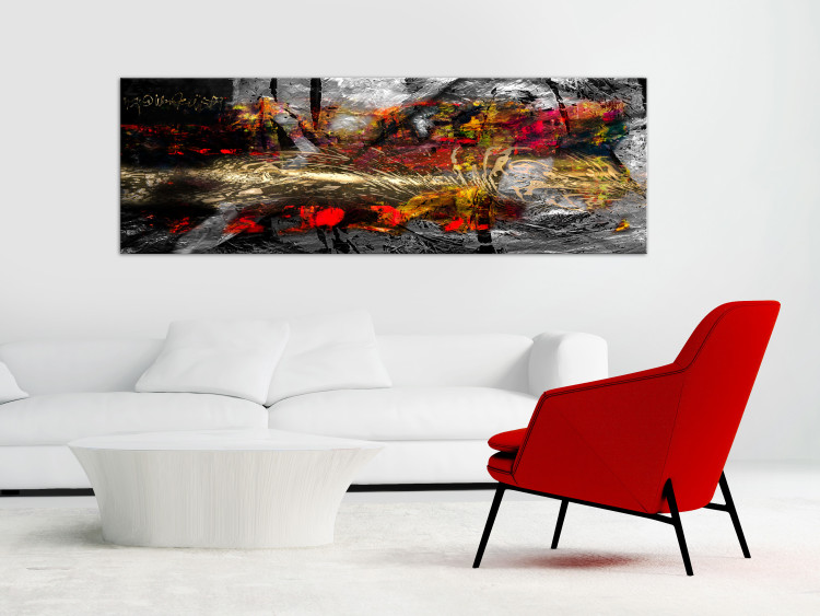 Canvas Art Print Blazing Flamenco (1-part) vertical - abstraction in warm colors 127802 additionalImage 3