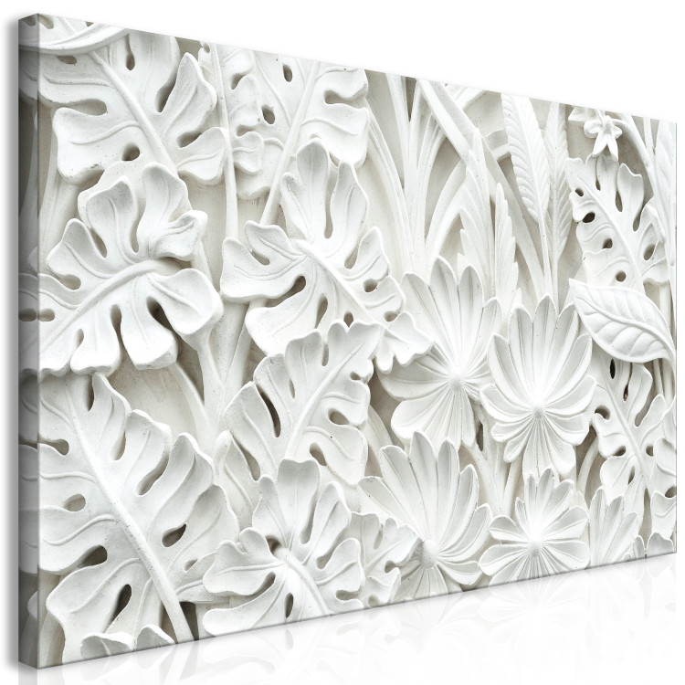 Canvas Art Print Alabaster Garden (1-part) - white ornament in plant motif 128602 additionalImage 2
