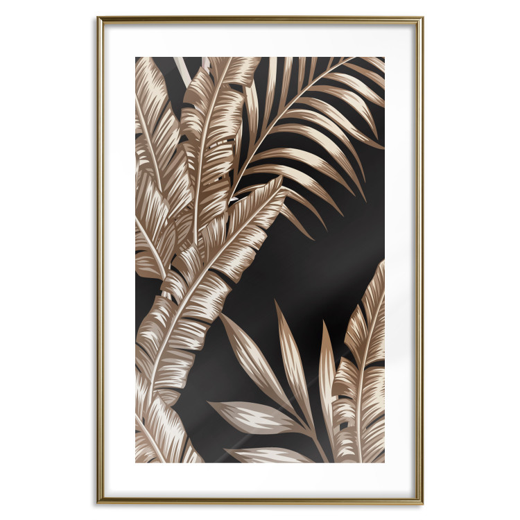 Wall Poster Golden Island - composition of tropical plant leaves on a black background 131802 additionalImage 16