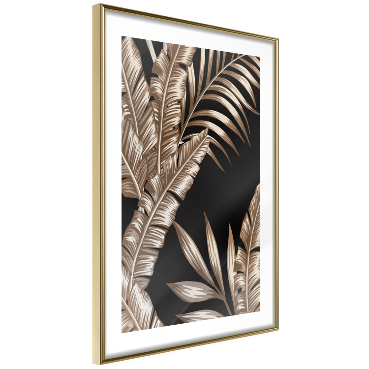 Wall Poster Golden Island - composition of tropical plant leaves on a black background 131802 additionalImage 9