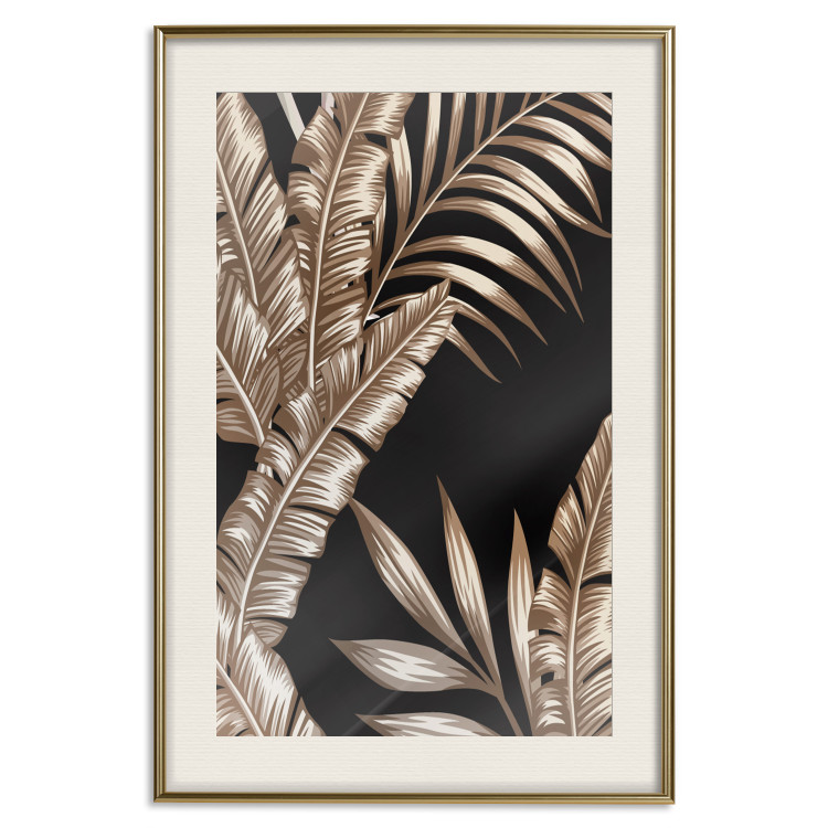 Wall Poster Golden Island - composition of tropical plant leaves on a black background 131802 additionalImage 20