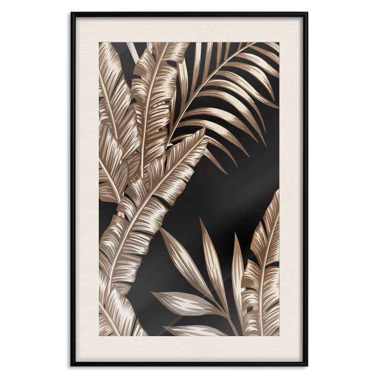 Wall Poster Golden Island - composition of tropical plant leaves on a black background 131802 additionalImage 19