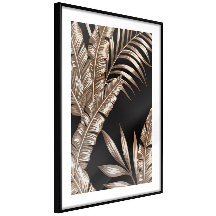 Wall Poster Golden Island - composition of tropical plant leaves on a black background 131802 additionalImage 8