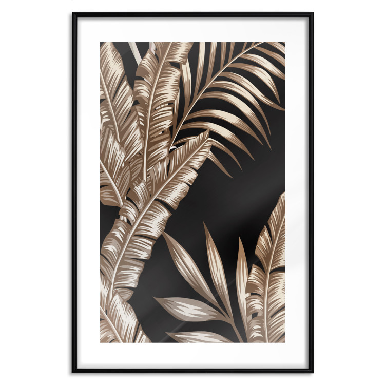 Wall Poster Golden Island - composition of tropical plant leaves on a black background 131802 additionalImage 17