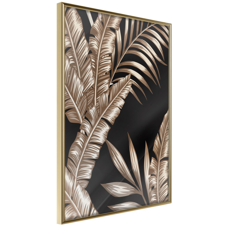 Wall Poster Golden Island - composition of tropical plant leaves on a black background 131802 additionalImage 14