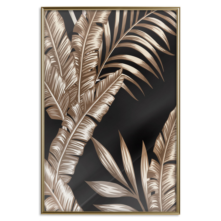 Wall Poster Golden Island - composition of tropical plant leaves on a black background 131802 additionalImage 21