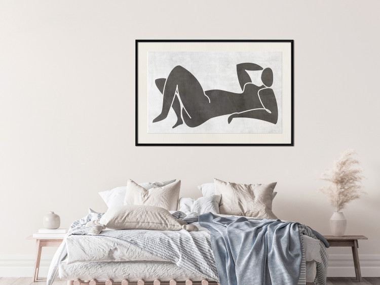 Poster Reclining Goddess - black and white silhouette of a reclining woman in boho style 134202 additionalImage 24