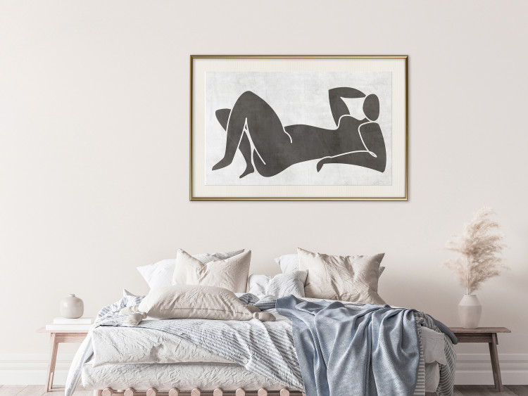 Poster Reclining Goddess - black and white silhouette of a reclining woman in boho style 134202 additionalImage 22