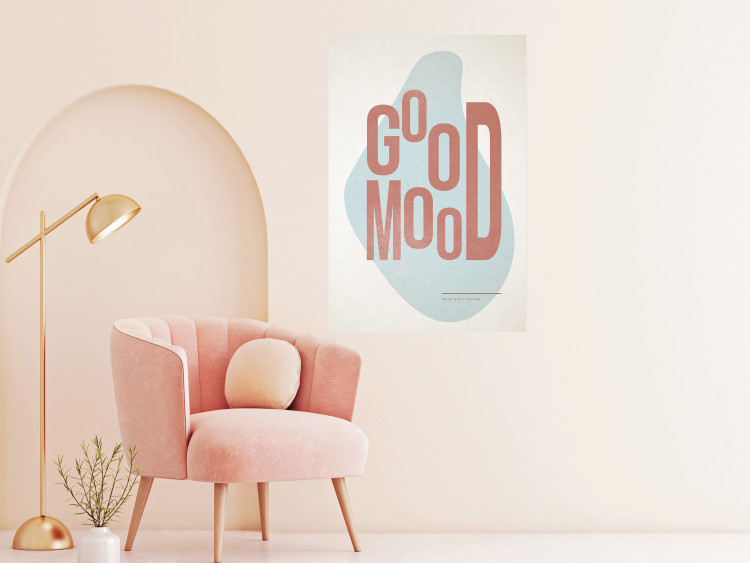 Wall Poster Good Mood - red English text on a pastel abstract background 135002 additionalImage 2