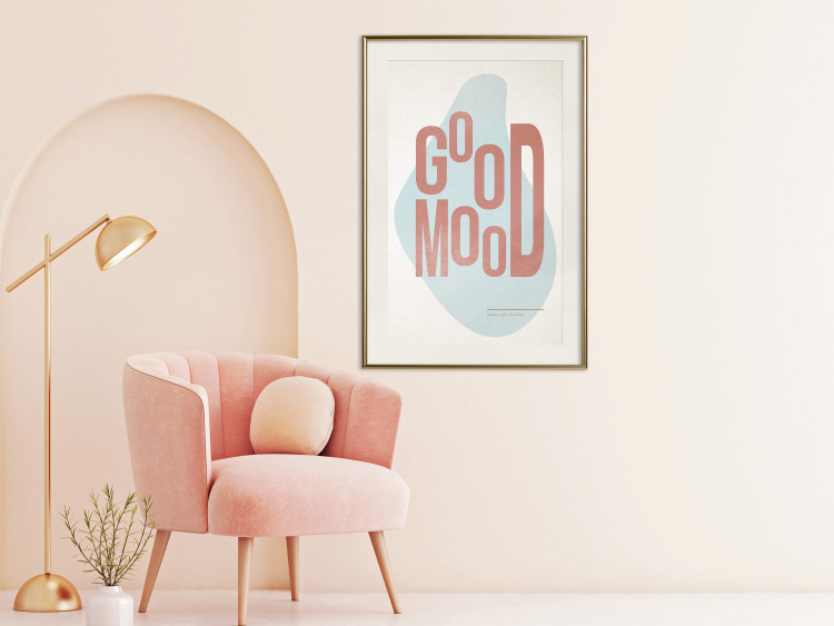 Wall Poster Good Mood - red English text on a pastel abstract background 135002 additionalImage 22