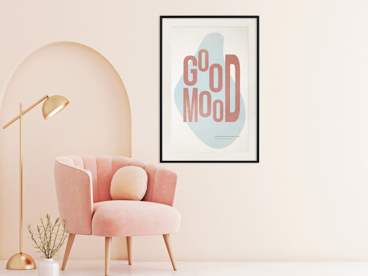 Wall Poster Good Mood - red English text on a pastel abstract background 135002 additionalImage 24