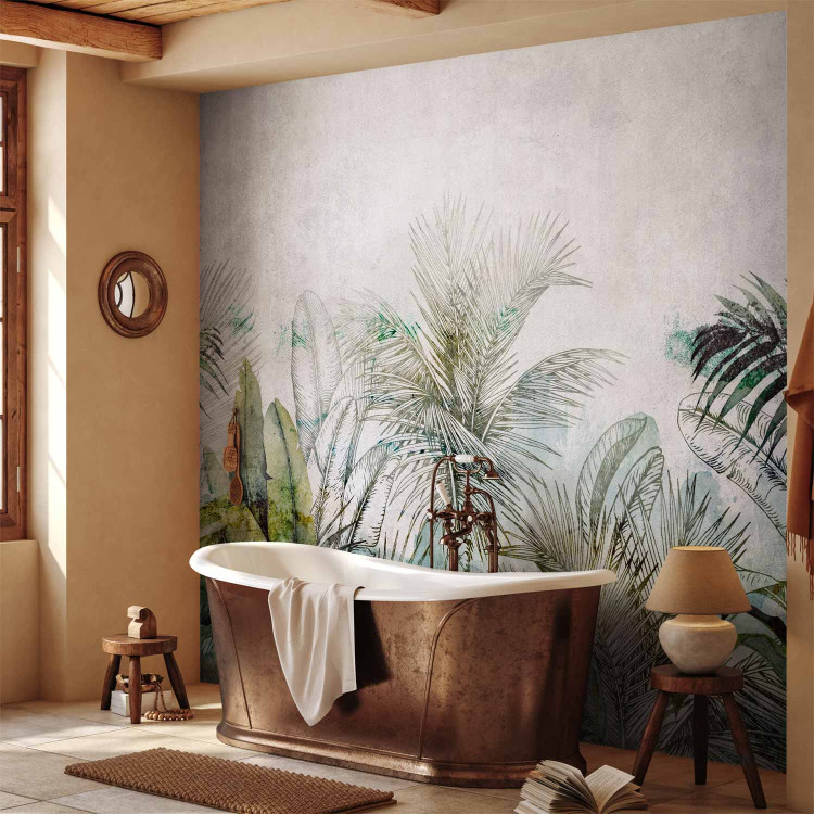 Wall Mural Jungle - exotic composition with tropical nature with leaves and palm trees 136502 additionalImage 8