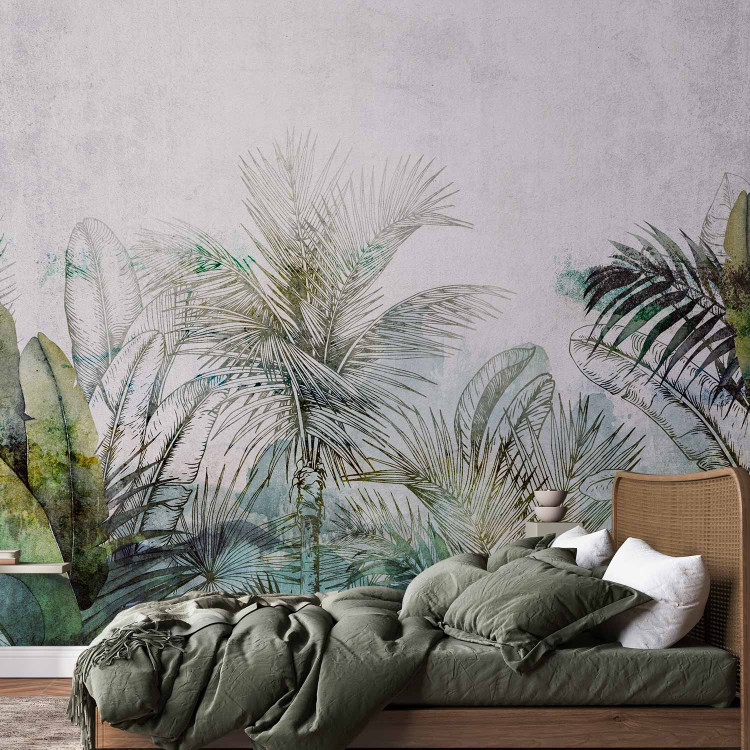 Wall Mural Jungle - exotic composition with tropical nature with leaves and palm trees 136502 additionalImage 2