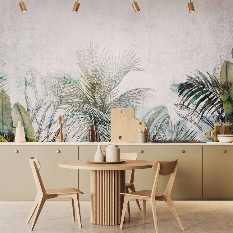 Wall Mural Jungle - exotic composition with tropical nature with leaves and palm trees 136502 additionalImage 6