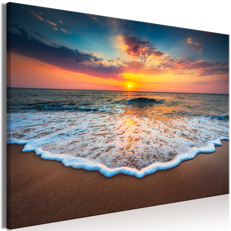 Canvas Art Print Gentle Wave (1-piece) Wide - beach against the backdrop of a sunset 137502 additionalImage 2
