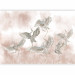 Wall Mural Dancing herons - illustration of birds in dynamic poses on an abstract background in powder pink 138402 additionalThumb 5