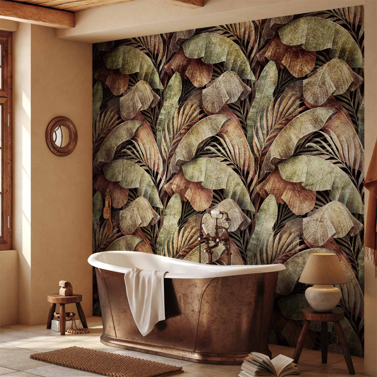 Photo Wallpaper In the jungle - a theme with plants maintained in shades of bronze 138602 additionalImage 8